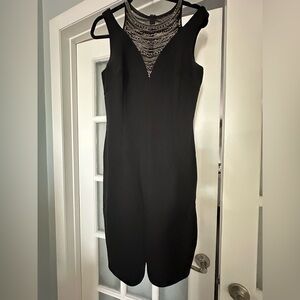 David Meister Black Dress with Beaded Detail